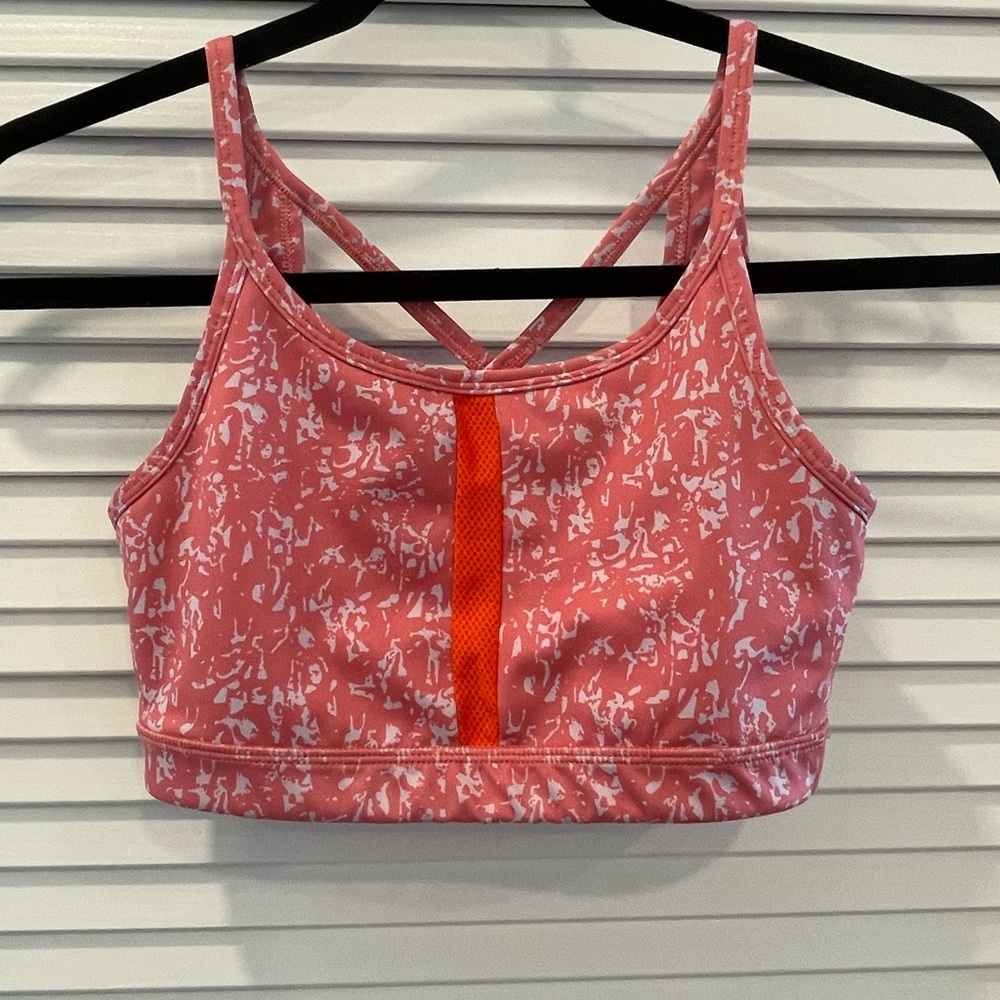 NIKE TRAINING Pink Salt DRI-FIT INDY ICON CLASH SPORTS BRA BIG KID/GIRLS L LARGE